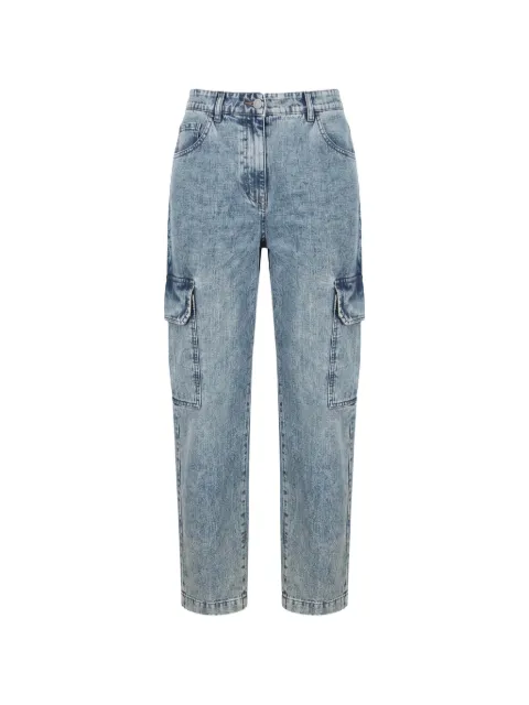 Moorer Lively-101 acid-wash cargo-pockets straight-leg jeans Blue LIVELY101