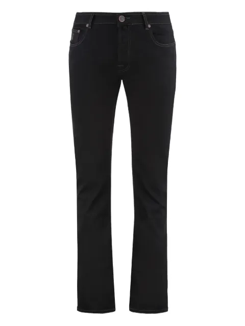 Moorer logo-patch five-pocket jeans Black PAVELPS709