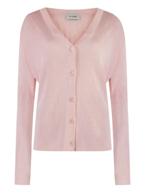 St. John ribbed button-up cardigan Pink K51B0E2