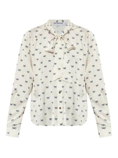 Self-Portrait bow-print shirt White SS25173TC