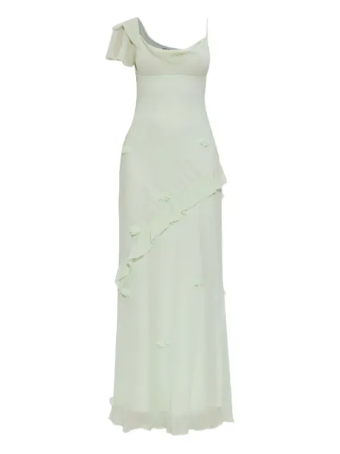 Self-Portrait floral-appliqué georgette maxi dress Green SS25256XG