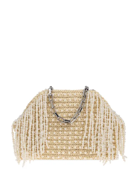 Self-Portrait pearl-embellished tote bag Neutrals SS25321C