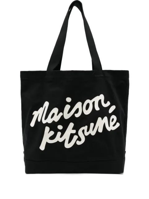 Maison Kitsuné logo-print tote bag Black OW05124WW9042