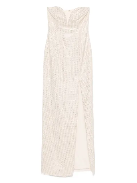 Roland Mouret diamante-embellished maxi dress Neutrals RMSS25013GDT