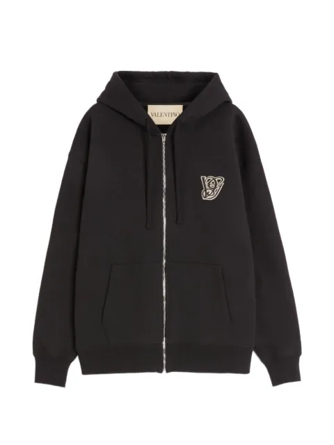 Valentino Garavani cotton hooded sweatshirt with VG patch Black VMF29PB36