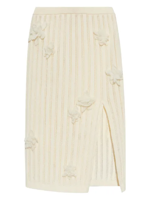 Casablanca floral-appliqué midi skirt White WS25KW95601