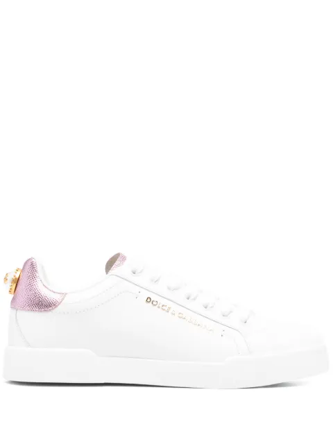 Dolce & Gabbana calfskin nappa Portofino sneakers with lettering White CK2329AN298