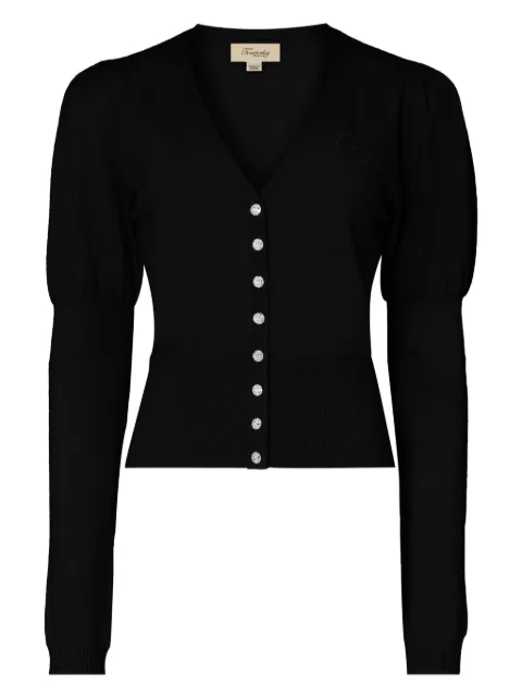 Temperley London puff-sleeve cardigan Black 25SSTTE54851