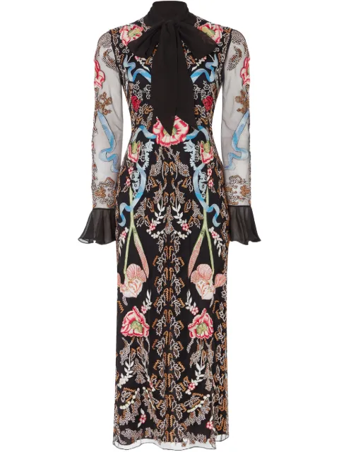 Temperley London Bilbao Tie midi dress Black 25SSBAO51955