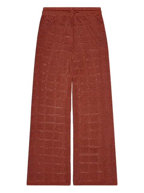 Calle Del Mar grid-pattern knitted trousers Red CDMPW214CLA
