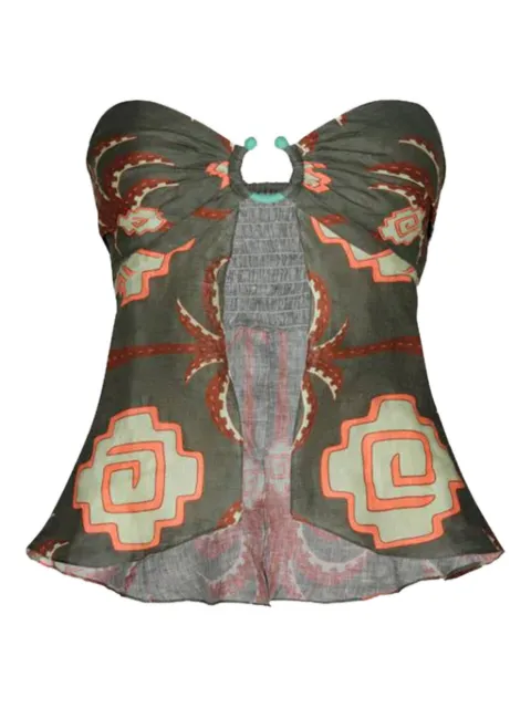 Johanna Ortiz Arkana ring-detail strapless top Green PT03097