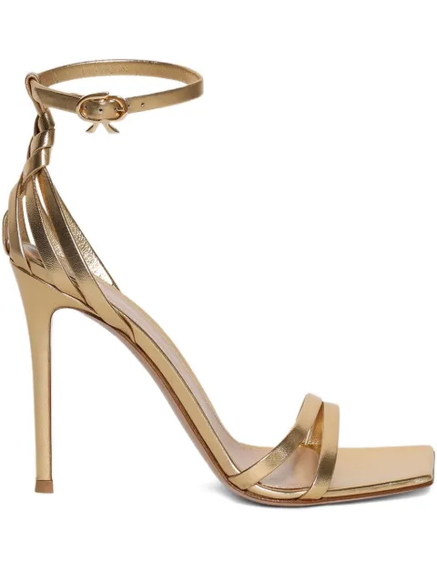 Gianvito Rossi 105mm braided ankle-strap sandals Gold G3258415RICNPSMEKO