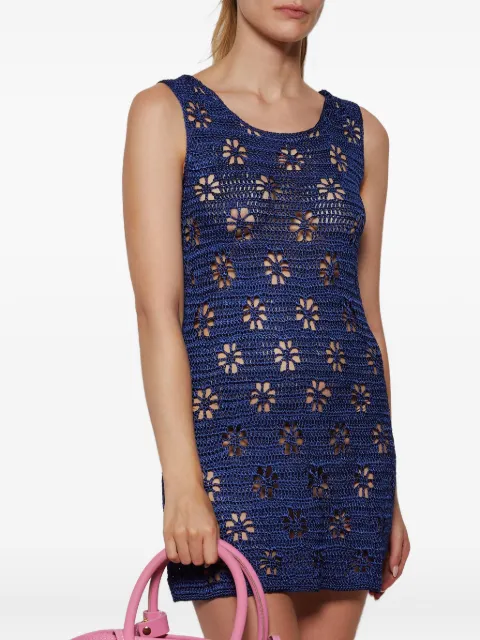 Calle Del Mar floral-crochet mini dress Blue CDMCD225NAV