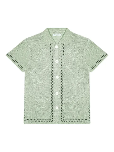 Calle Del Mar Garden Party short-sleeve knitted shirt Green CDMPS021EUC