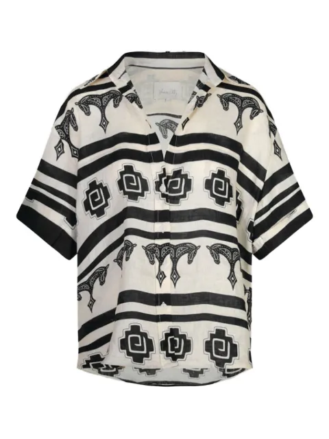Johanna Ortiz La Creciente horse-print striped shirt Neutrals PT03043