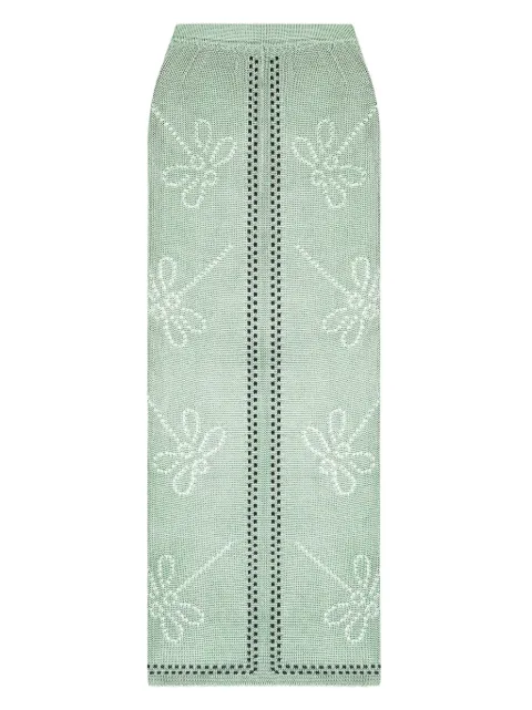 Calle Del Mar Garden Party dragonfly-pattern knitted skirt Green CDMPS022EUC