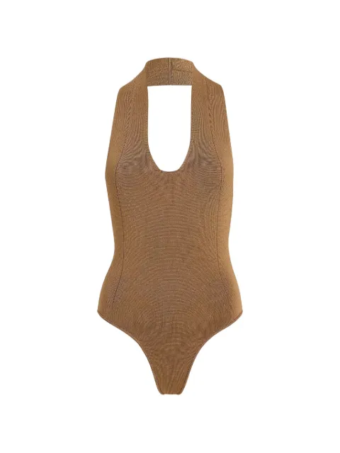 KHAITE Toto halter-neck bodysuit Brown 9580429736