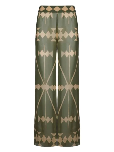 Johanna Ortiz geometric-print trousers Green PT03033