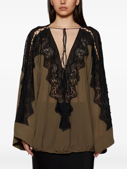 Christopher Esber lace-paneled tunic Brown 25021289