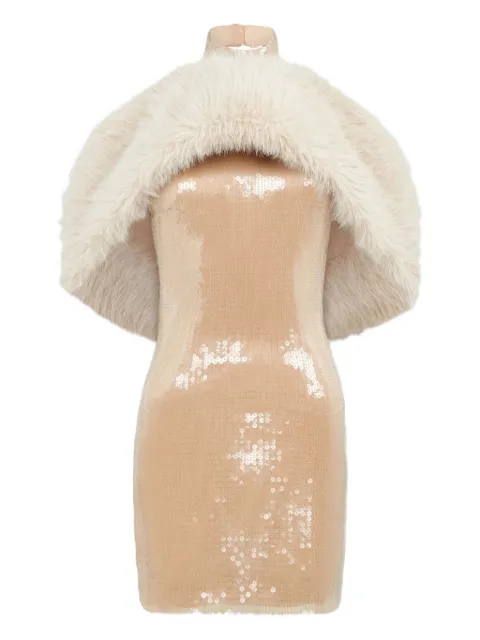 David Koma faux-fur sequin mini dress Neutrals PF25DK57D