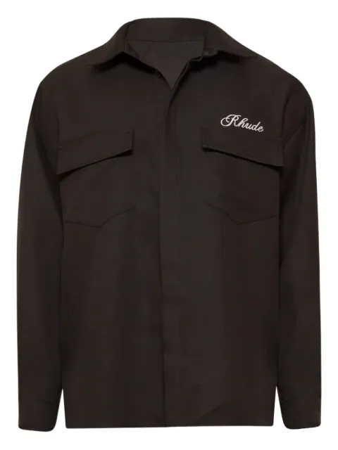 RHUDE embroidered-logo shirt Black RHPF25SR02731