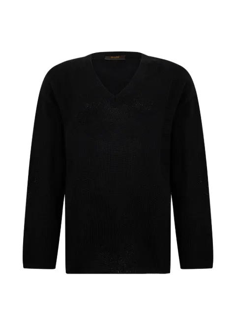 Moorer V-neck mesh-knit sweater Black NISAMTN