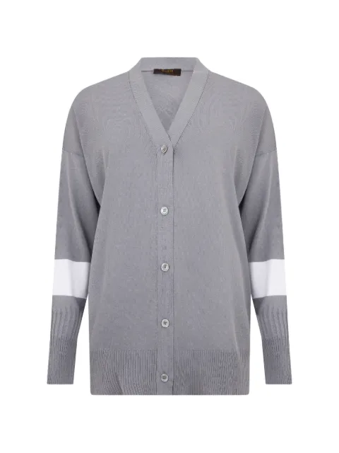 Moorer stripe-detail V-neck cardigan Grey CRISALIDEFXK