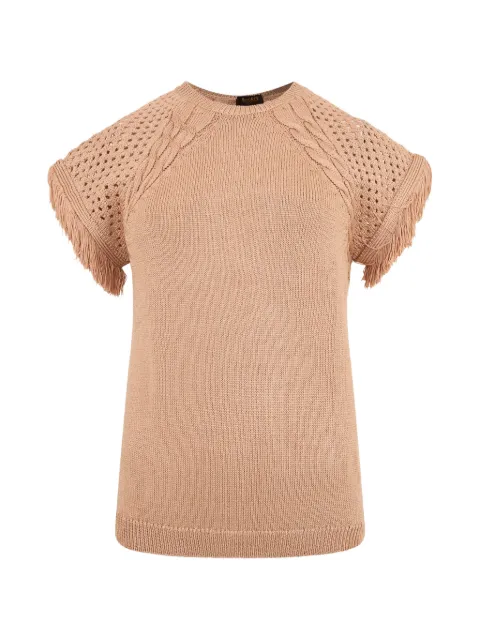 Moorer fringe-trimmed cable-knit sweater Neutrals SISUGLM
