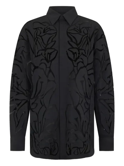 Valentino Garavani floral cut-out shirt jacket Black VCIA998E2