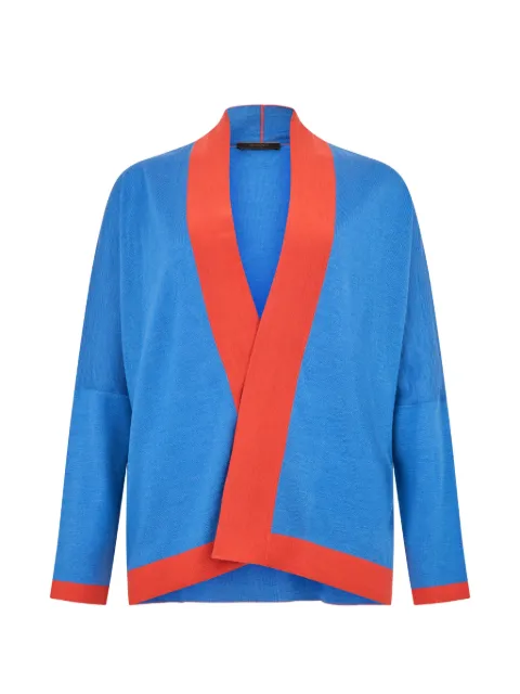 Moorer contrast-trim drop-shoulder cardigan Blue GAIAZEF