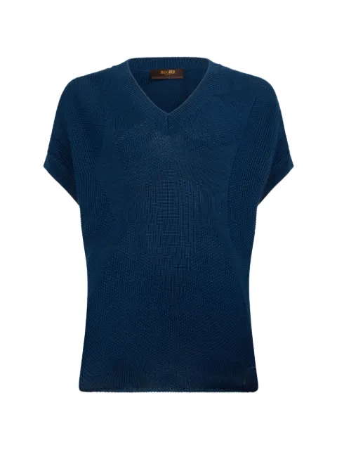 Moorer V-neck T-shirt Blue ELLEMTN