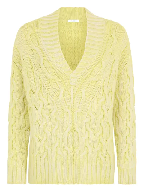 Malo cable-knit V-neck sweater Yellow DXB066FCD12