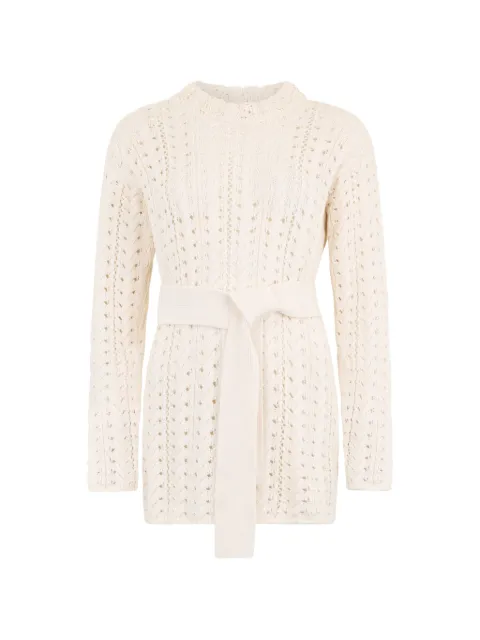 Moorer cable-knit belted cardigan Neutrals LIDIAFWG