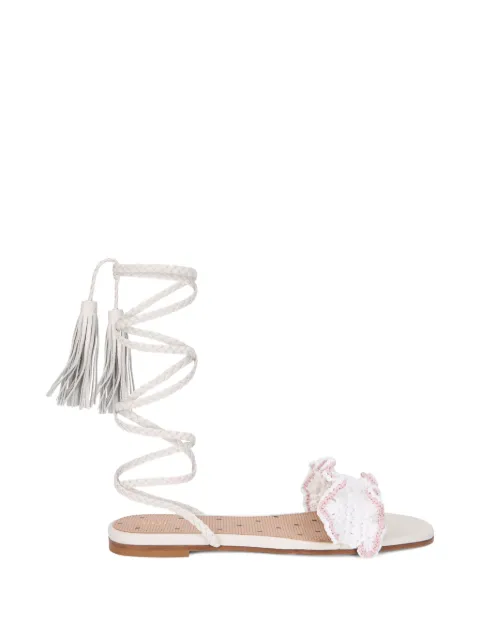 RED(V) braided tassel sandals White QS0F85AXT