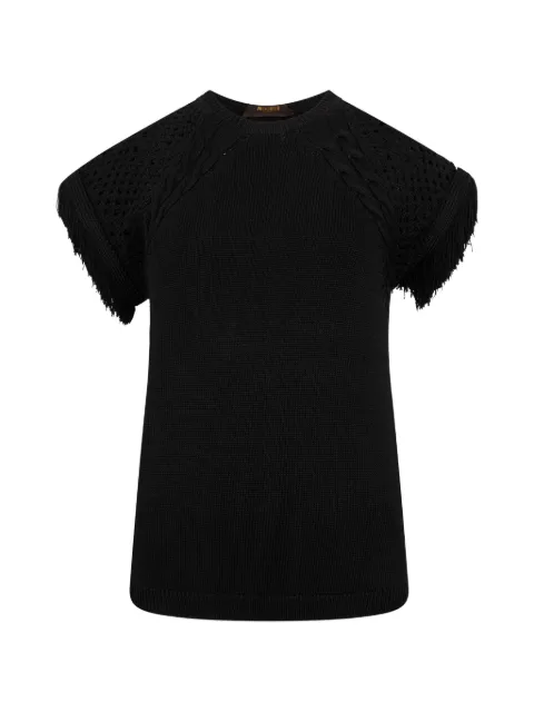 Moorer fringe-trim cable-knit sweater Black SISUGLM
