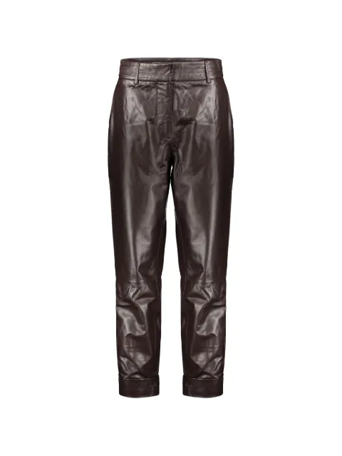 Moorer Sabrina leather trousers Brown SABRINASLH