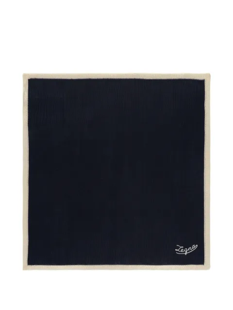 Zegna logo-embroidered contrast-border pocket square Blue Z5L0425CBL1