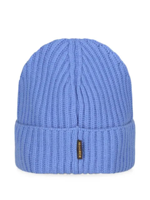 Moorer ribbed-knit beanie hat Blue DAVISCWS