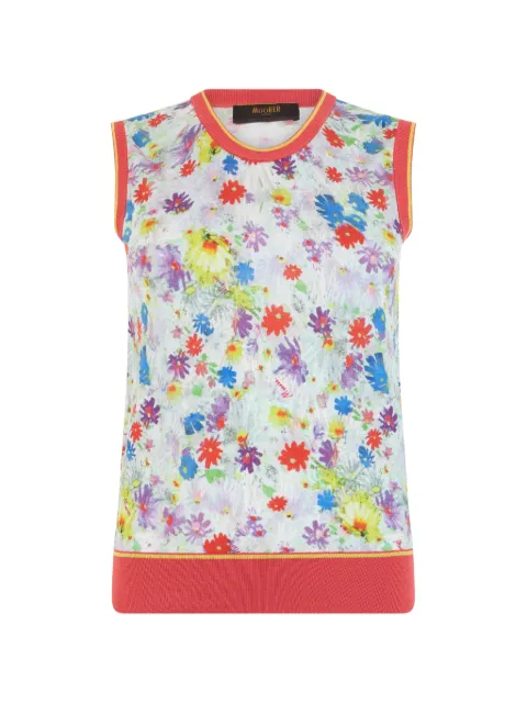 Moorer floral-print ribbed-trim vest White ALTENASIL