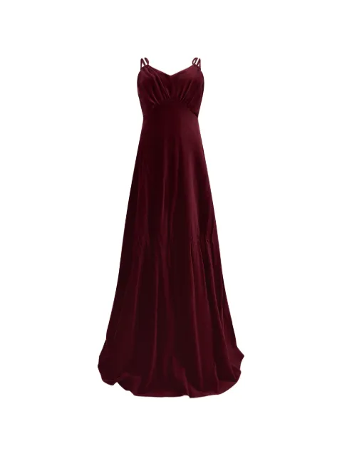 Moschino velvet-effect pleated maxi dress Red A04625517