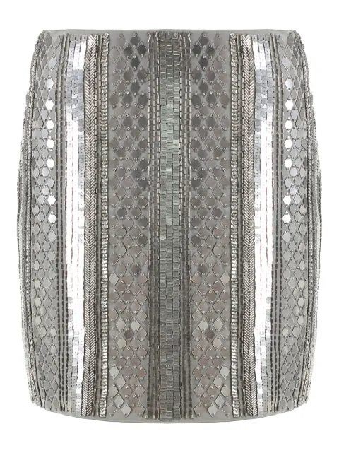Alberta Ferretti beaded-embellishment mini skirt Silver A01146618