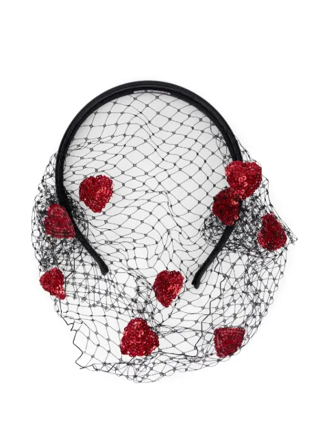 RED(V) sequin-heart mesh headband Black QJ0B31CEV