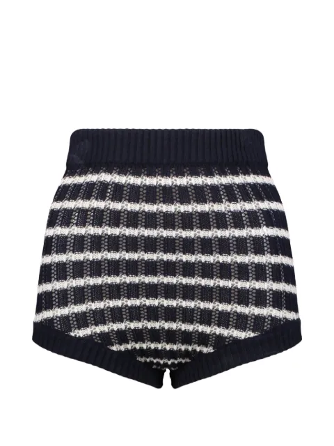 RED Valentino striped pointelle-knit shorts Black RKF00N6CT