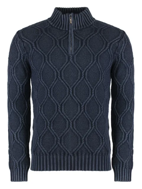 Moorer cable-knit half-zip pullover Blue FEDROTA