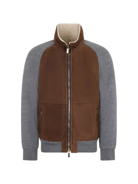 Moorer zip-up bomber jacket Brown FATTORIME