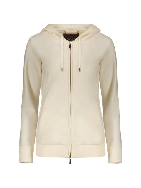 Moorer zip-up drawstring hoodie White ELISTAJT