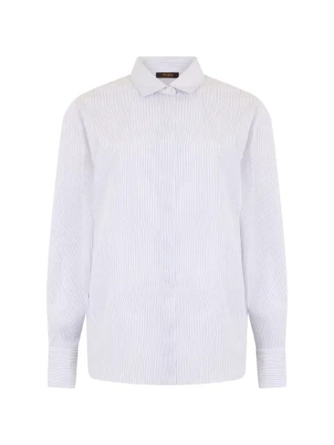Moorer vertical-stripe rounded-hem shirt White ELISEMTP