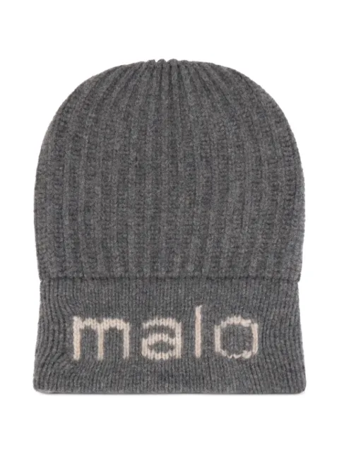 Malo ribbed logo beanie hat Grey XTT030Y1D09
