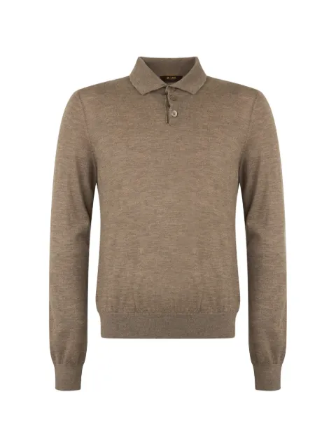 Moorer button-down polo-collar sweater Brown BRETONSUP