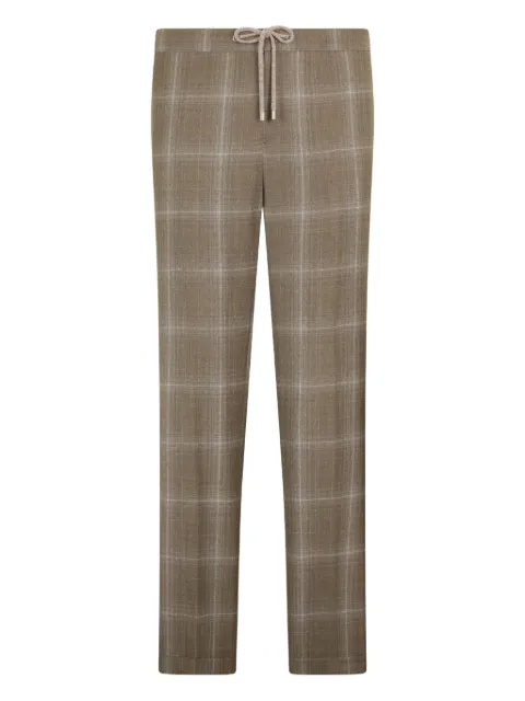 Malo drawstring checked trousers Brown URP021T2Q01
